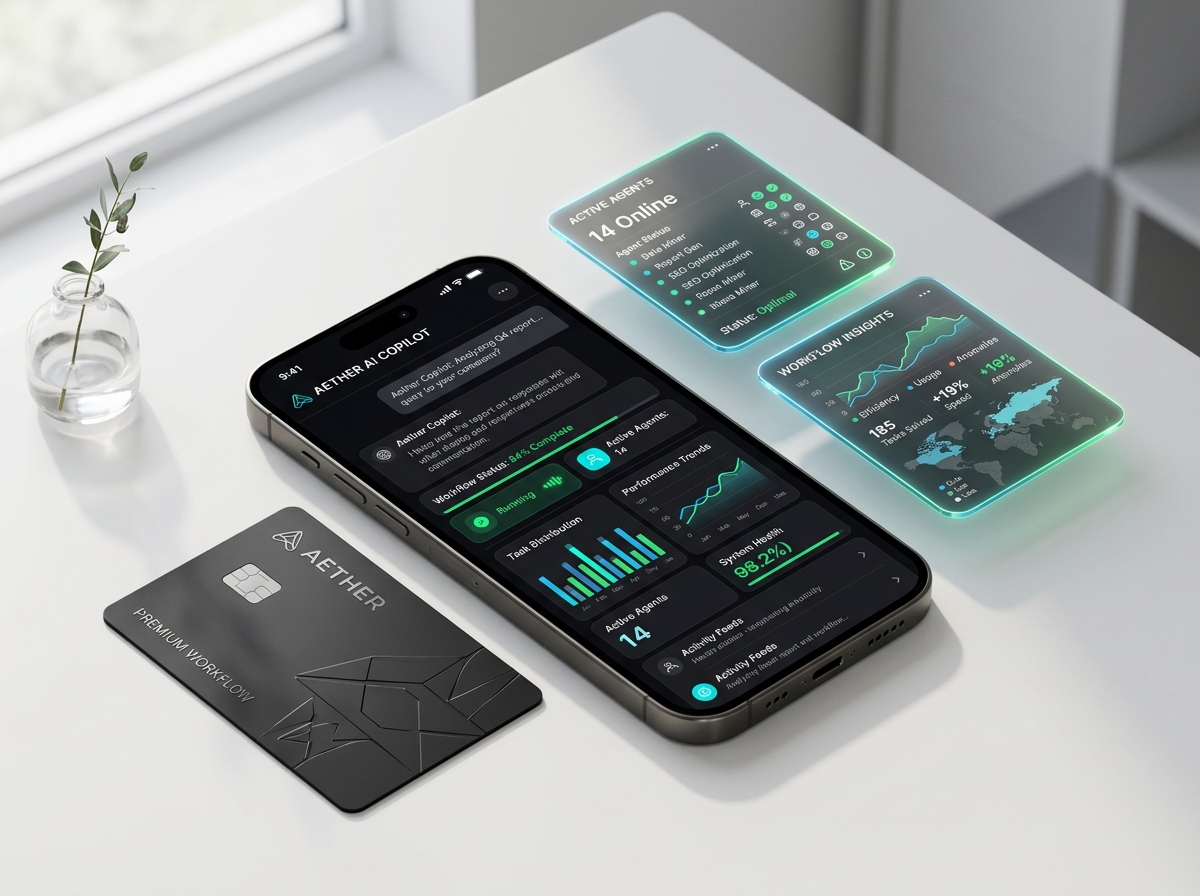 PJR Solutions AI Copilot, Autonomous Workflows and Mobile App Product Mockup